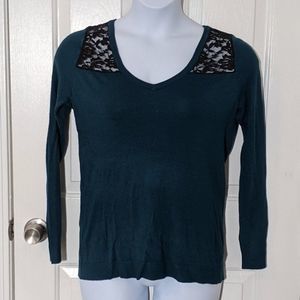 Torrid Teal Sweater with Black lace - size 00